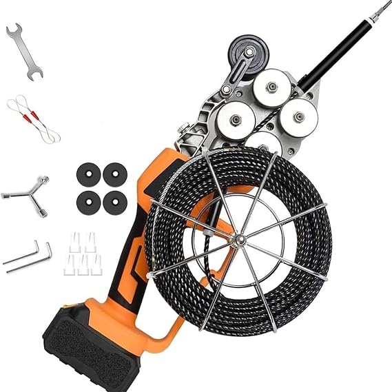 Automatic Wire Stringing Machine, Electrician Pulling Wire Hidden Pipe Threader Lithium Battery Puller Through Wall Electrical Threading Machine for Home Outdoors(Size:Two Electric 30 metres)