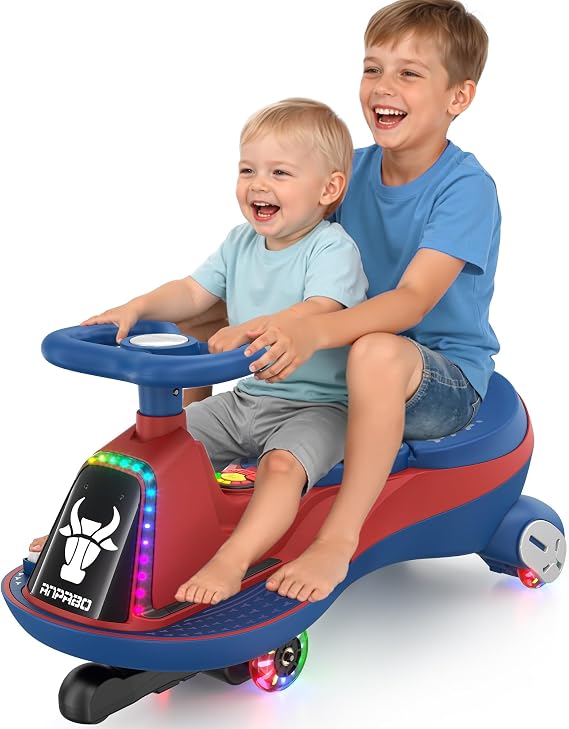 ANPABO 12V Electric Wiggle Car for Kids, 2 Seater, 2x75W Motor, Blue