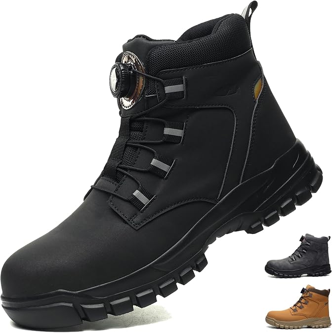 Steel Toe Cap Boots Mens Womens Work Boots Quick Lace