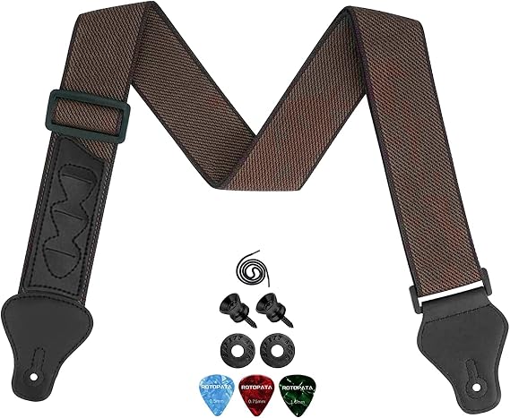 ROTOPATA Guitar Strap with Leather Ends for Acoustic Electric Bass Guitar