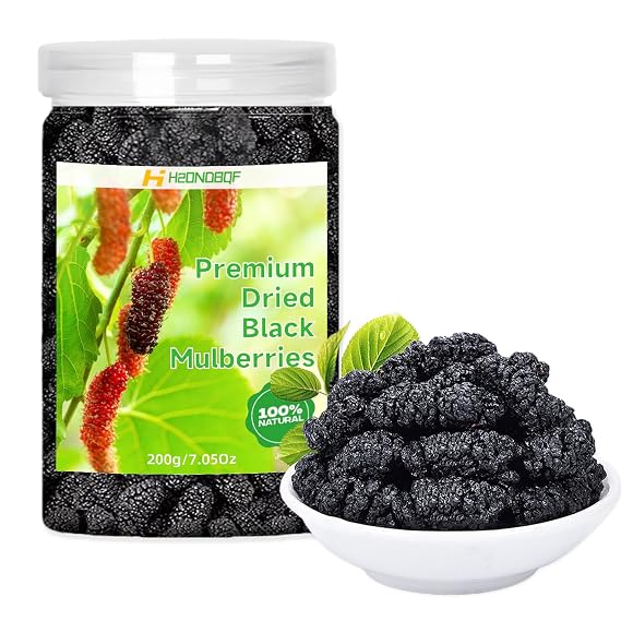 Organic Dried Black Mulberries, No Sugar Added Black Mulberry.
