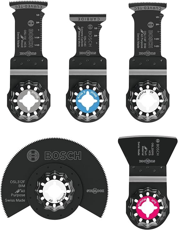 BOSCH OSL005L 5 pc. Starlock Oscillating Multi-Tool Carbide Cutting Accessory Blade Set