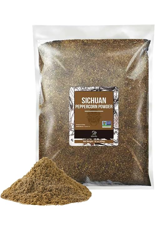 Soeos Sichuan Peppercorn Powder 16oz (1lb), Non-GMO Verified, Szechuan Peppercorn Powder, Ground Sichuan Green Peppercorns, Mapo Tofu Essential Ingredient