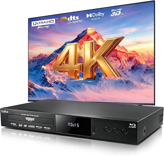 4K UHD Blu Ray DVD Player Dolby Vision Atmos,HDR10,Twin HDMI AV Out