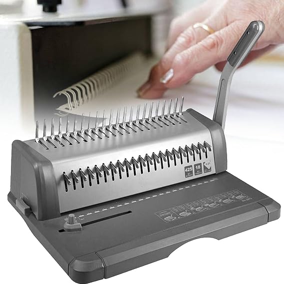 Coil Binding Machine with Comb Set, 21-Hole Punch, Max 300mm, Punch & Bind Tool for Office School