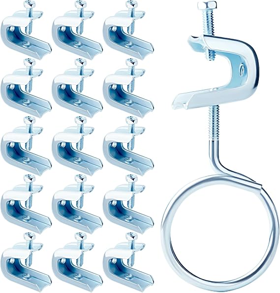 16 Sets 1/4" X 20 Stamped Beam Clamp & Diameter 2" Threaded Ring,Beam Clamps And Hangers Beam Clamp For Threaded Wire Ring Beam Clamps 1/4-20 Inch Thread