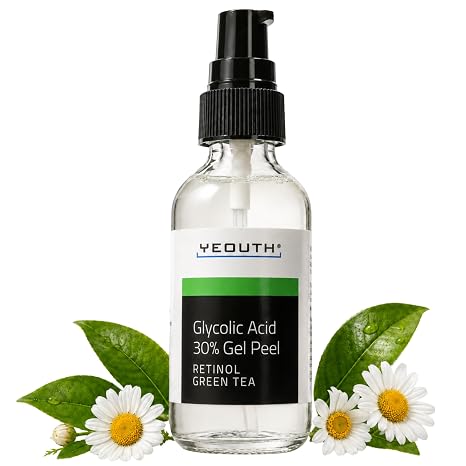 YEOUTH Glycolic Acid Exfoliating Face 30% Gel Professional Gentle Skin Scrub with Retinol Exfoliating Face Women and Men Glycolic Acid for Visibly Smoother Skin 60 ml