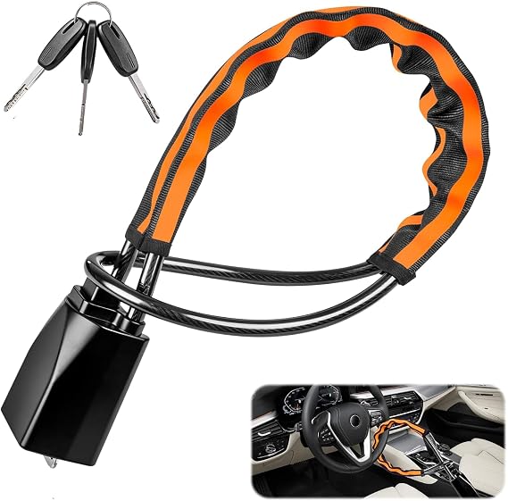 Dayacoco Steering Wheel Lock,Reflective Strips Titan Lock with 3 Keys
