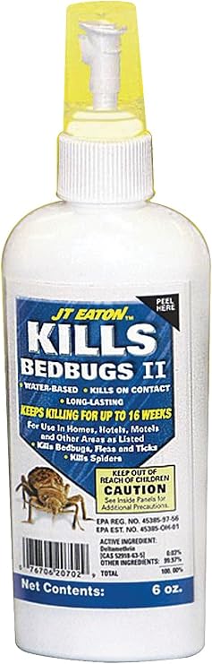 J T Eaton JT Eaton Ounce Bottle 207-W6Z Water Based Bedbug Spray with Sprayer Attachment, 6-O