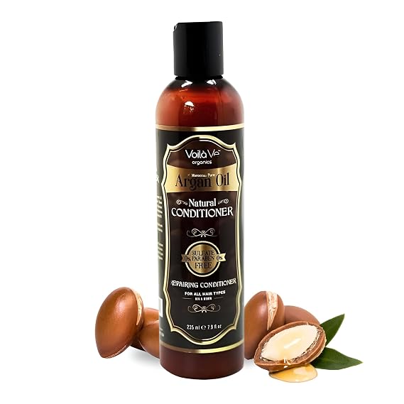 VoilaVe Moroccan Argan Oil Conditioner - Argan Leave In Hair Conditioner - Made of Natural Ingredients for All Hair Types - Deep Conditioner Treatment for Damaged, Dry, Colored Treated Hair - 8 Oz