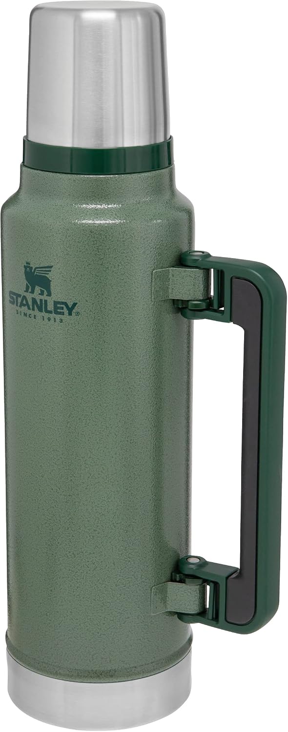Stanley Classic Legendary Thermos Bottle 1.4 L Keeps Hot or Cold for 40 Hours Stainless Steel Thermos Flask BPA-Free Dishwasher Safe Hammertone Green