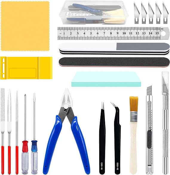 23Pcs Hobby Model Building Tools Kit for Gundam, Modeler Basic Tools Craft Set for Modeling, Repairing and Fixing