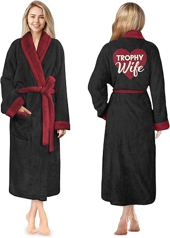 Trophy Wife Fleece Robe - Birthday Anniversary Mothers Day Gifts Christmas Gifts for Wife from Husband