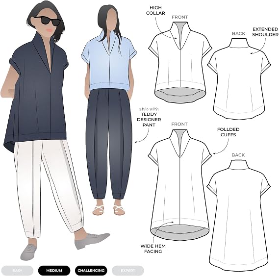Style Arc Sewing Pattern - Teddy Designer Top (Sizes 10-22)