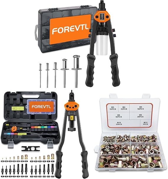 Rivet Gun Kit + Rivet Nut Tool Kit + Metric Rivet Nut Kit