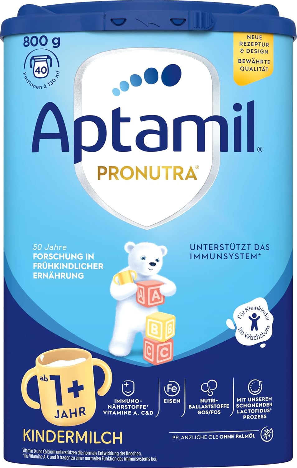 aptamil children's milk 1 plus - for toddlers in growth - with important nutrients - without palm oil - 1 x 800 g - 42 servings of 130 ml