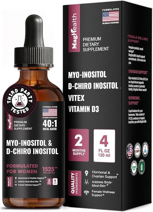 Myo-Inositol & D-Chiro Inositol Liquid Drops for Women | 40:1 Ratio | Hormone Balance & Cycle Support | Vitex + Vitamin D3 | 4 Fl Oz (2-Month Supply)