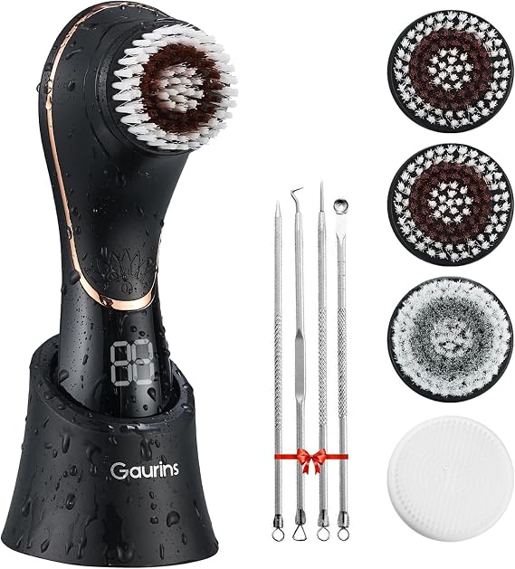 Facial Cleansing Brush, Rechargeable Electric Face Scrubber, 2-Speed Modes
