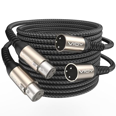 VIOY XLR Microphone Cable 2 Pack 15 FT, Male to Female Balanced Mic Cord