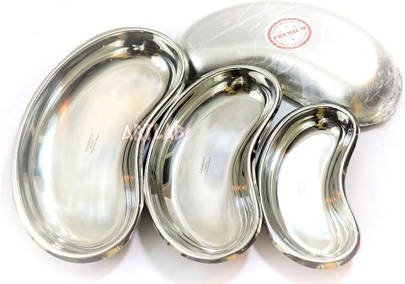 3 pcs New German Stainless Steel Kidney Tray Dishes EMESIS BASIN HOLLOWARE Small Medium Large CYNAMED