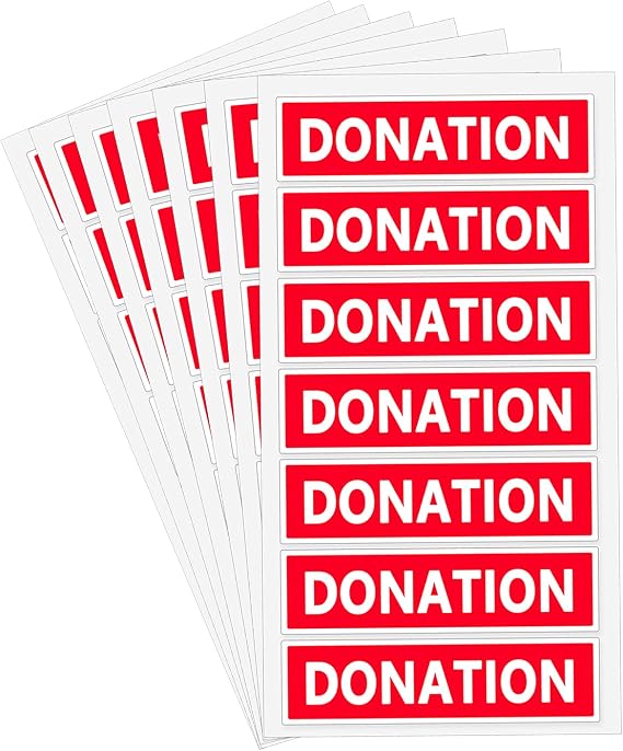 Donation Stickers,4X1 Inches Red Color-Coded Moving Labels,160 Pcs Per Pack