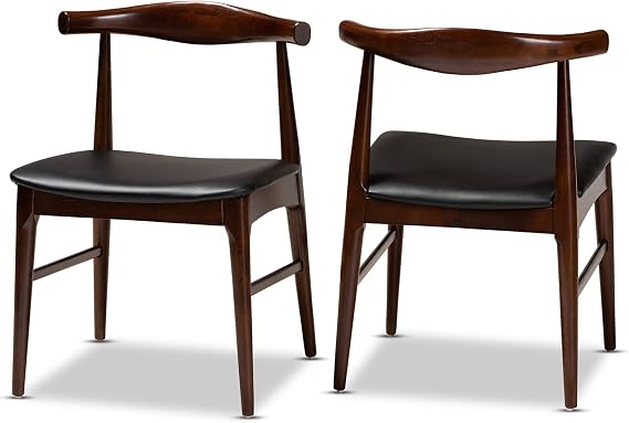 Baxton Studio Dining Chairs, One Size, Black/Walnut