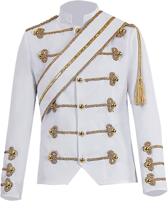 Xiaojmake Men's Sequins Luxury Gold Blazer Breasted Jacket Royal Court Prince Costumes Nightclub Bar Performance Dress