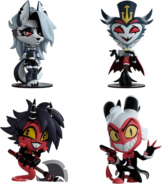 Youtooz Loona, Millie, Moxxie and Stolas Vinyl Collectible, Loona, Millie, Moxxie and Stolas from The Helluva Boss Collection, The Helluva Boss Vinyl Collection