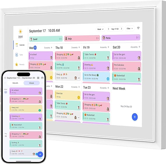 Smart Digital Calendar, 10.1" HD Smart Touch Screen Home Interactive Electronic Calender WiFi Planner,Meal Schedule, Duty Chart,Achievement Rewards- Built-in Digital Photo Frame Function