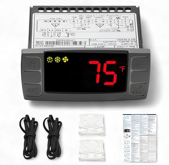 Digital Temperature Controller XR03CX-4N0F1 for Commercial Refrigeration, 120V 50-60Hz, Compatible with Dixell Programmable Refrigerators/Freezers, Single NTC Probe, Alarm Relay, Detailed Instructions