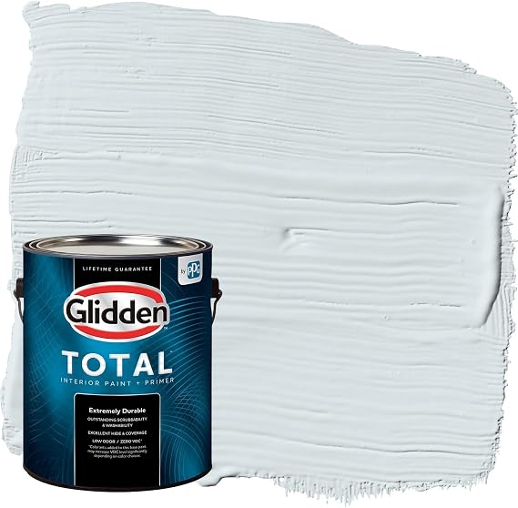 Glidden Total Interior Wall Paint & Primer All-in-One, Blue Smoke/Blue, Flat, 1 Gallon