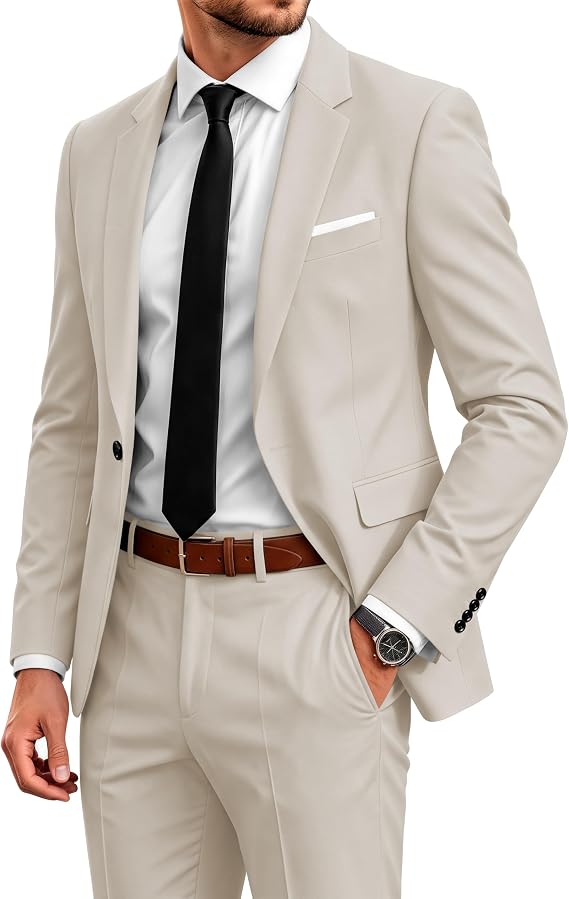 Wangyue 2 Piece Suit Men Slim Fit Suits for Mens One Button Men Suit Slim Fit Wedding Groomsmen Prom Homecoming Suits