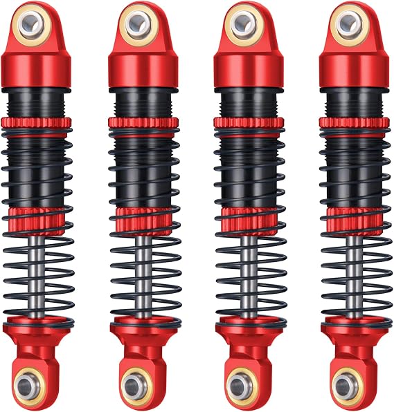 Adjustable RC Shock Absorber Damper Aluminium for 1/18 TRX-4M TRX4M Bronco Defender RC Crawler Car Modified Parts (Red)