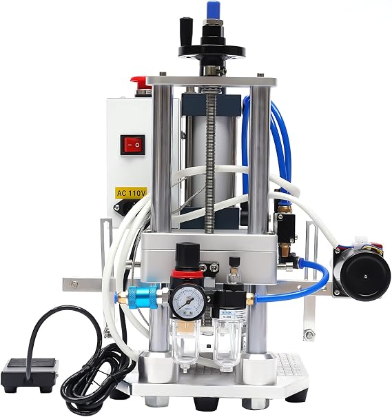 Leather Hot Foil Stamping Machine 500W 110V Air Pneumatic Embossing Machine Letterpress Machine Foil Press Machine for PVC Leather PU Paper Logo Embossing