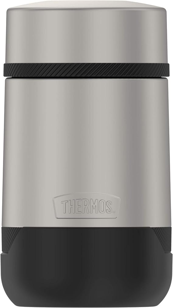 Guardian Collection by Thermos 18 Ounce Stainless Steel Travel Food Jar, Matte Steel with Expresso Black, 530ml