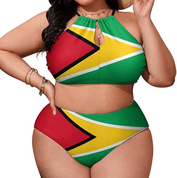 Flag Bikini Sets Swimsuits Plus Size for Women Two Piece Swimwear Slimming Bathing Suits Beachwear