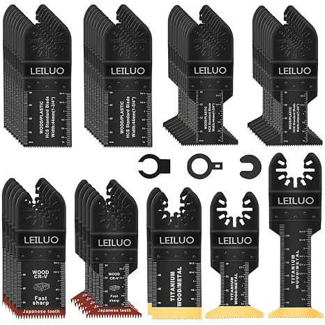 LEILUO 50Pcs Titanium Multi Tool Blades, Multitool Blade Set Bag