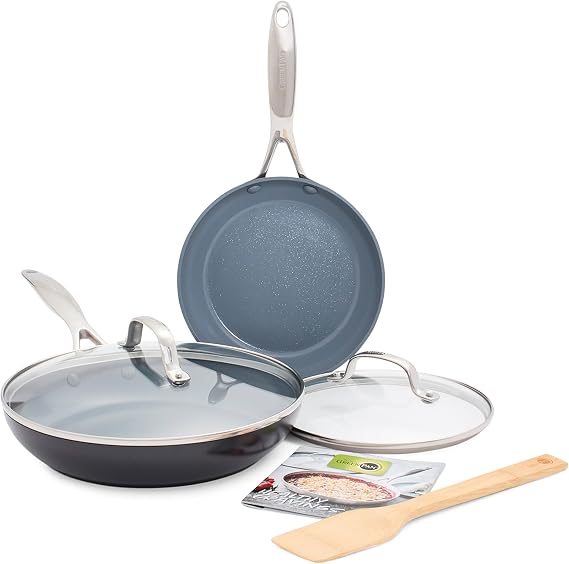 GreenPan Valencia Pro Hard Anodized Frying Pan Set for Induction Cookers, Safe and Healthy Ceramic, Non-Stick, 8" and 10", Gray