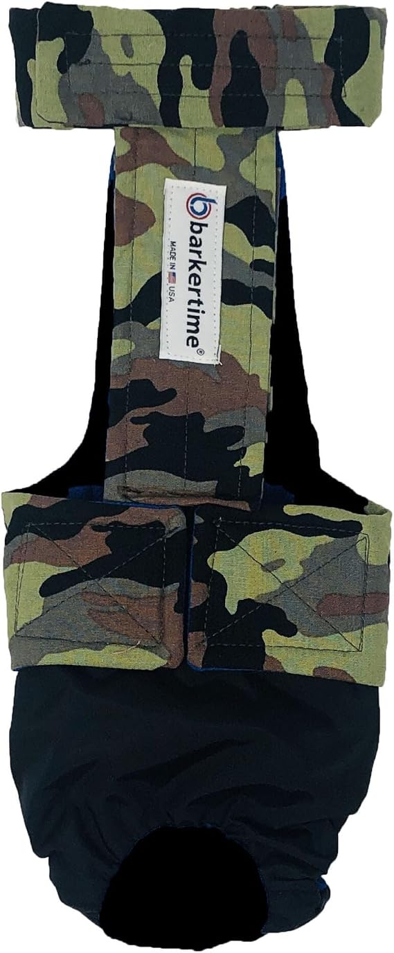 Camo on Black Dog Diaper Overall, L, with Tail Hole - Made in USA