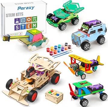 Poraxy 6 in 1 STEM Toys for Kids Age 8-12 8-10, STEM Kits for Kids Ages 6-8 5-7, Science Model Car Projects Birthday Gifts 7 8 9 10 11 12 Year Old Boys Girls 3D Puzzles Engineering Building Toys