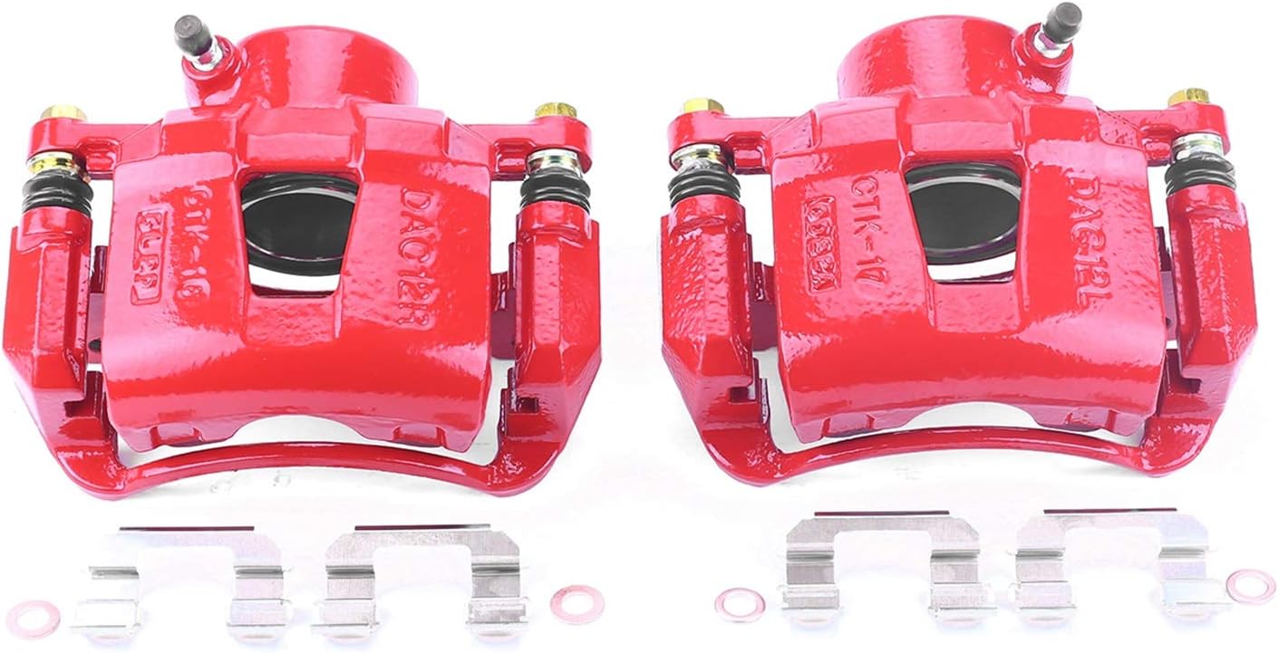 Power Stop Front S2810 Pair of High-Temp Red Powder Coated Calipers For Chevy Aveo, Chevy Aveo5, Chevy Optra, Chevy Spark, Chevy Spark EV, Pontiac G3, Suzuki Forenza, Suzuki Reno [Model Specific]