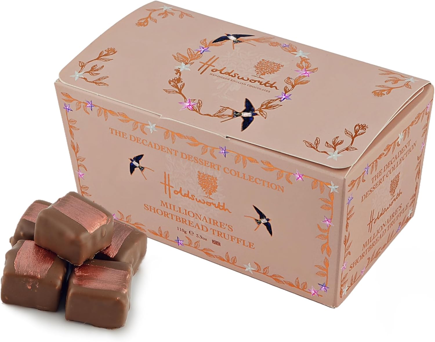 Holdsworth Chocolates - Decadent Dessert - Millionaires Shortbread Handmade Truffles - 110g