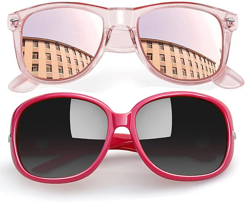 Joopin Mirrored Pink Square & Hot Pink Jackie Sunglasses Bundle, Trendy Oversized Sun Glasses Polarized UV400 Protection Designer Shades for Women Shady Rays Sunnies