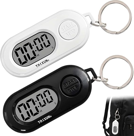 Small Digital Timer Keychain - Portable Countdown & Count-up Timer Clock for Fitness, Baking, Study, and Outdoor