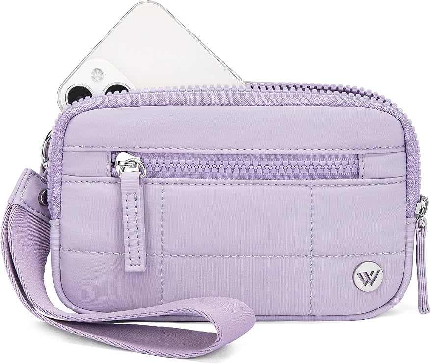 WESTBRONCO Wristlet Wallets for Women RFID Blocking Quilted Nylon Phone Wallet, Card Holder Purse for Travel & Everyday Use