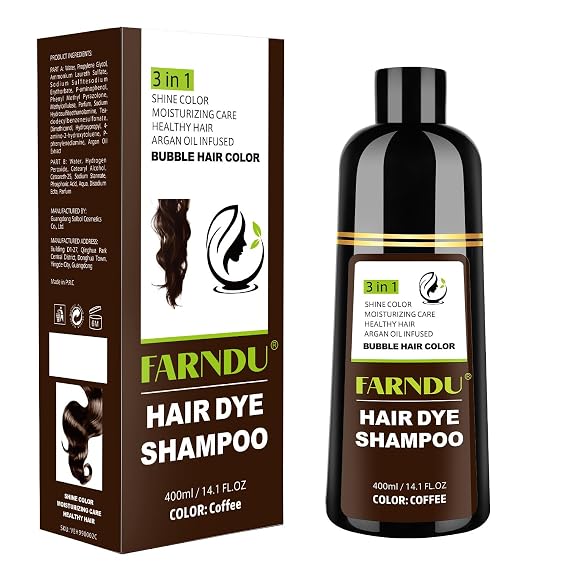 Hair Dye Shampoo for Women Men, Gray Hair Coverage Natural 3 In 1 Hair Color Dye Shampoo