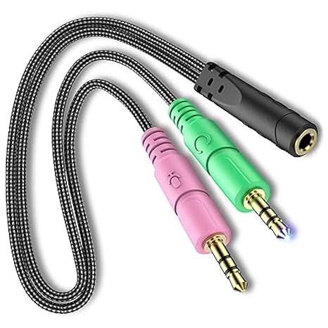 Headset Headphone Splitter Adapter Cable for PC 3.5mm Mic Audio Y-Splitter
