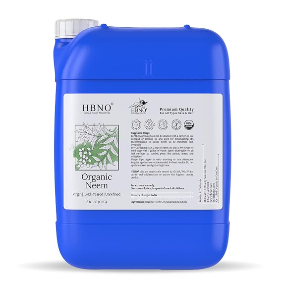 HBNO Organic Neem Oil - 8.8 lbs (4kg) - Ideal for Face wash, Lotions, Skincare, and hair care products.
