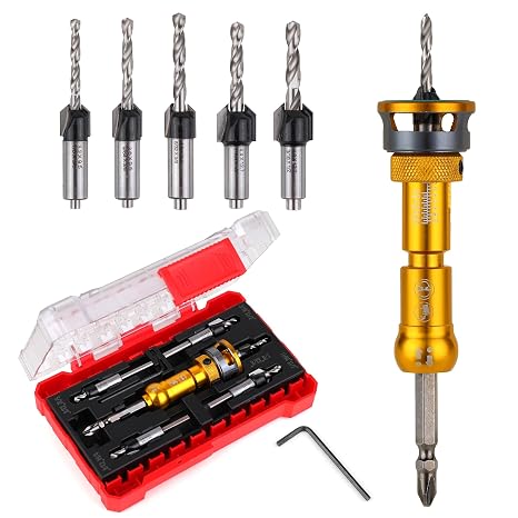Countersink Drill Bit Set with PH2 Bit, 5PCS for Wood