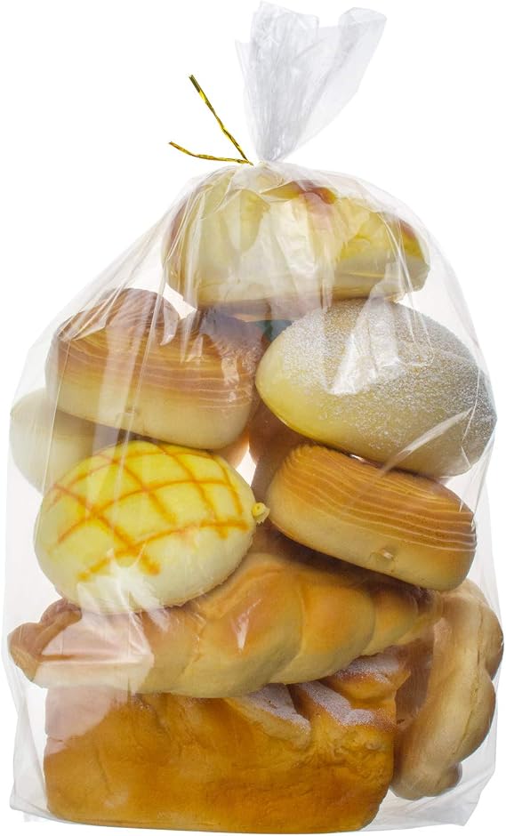 Bread Gusseted Bags - 100 Clear Plastic Bags for Loafs, Home Baking Buns, and Baguettes with Free Twist Ties (18" x 8" x 4")…